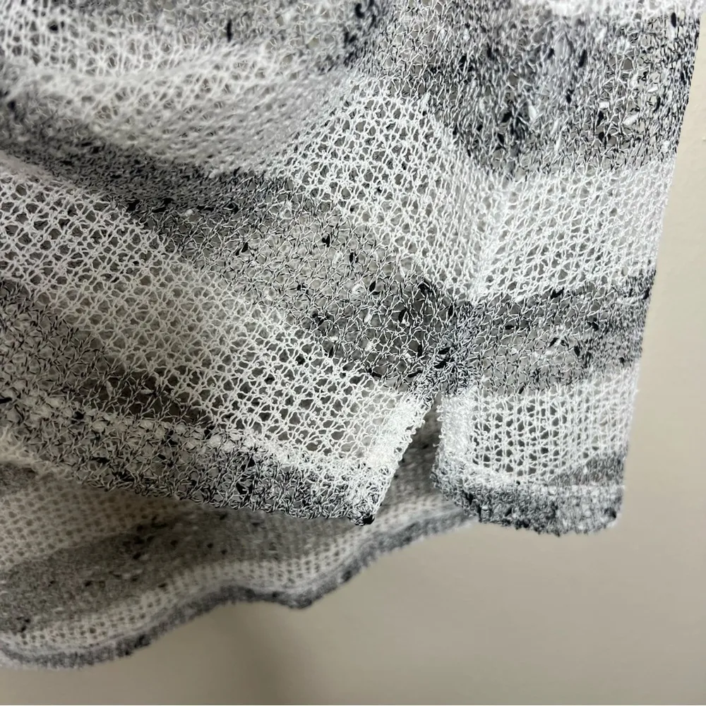 Erin London Striped 3/4 Sleeves Open Knit Sweater‎ M White Size M - Image 6