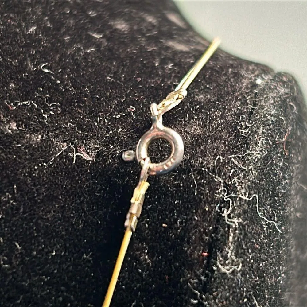 Vintage artisan signed Sterling Silver and gold tone necklace with pearl accent - Image 4