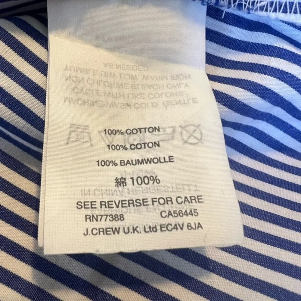 J Crew Black Label Navy Striped Bell Sleeve V Neck Tunic Style Blouse‎ Women 12 - Image 4