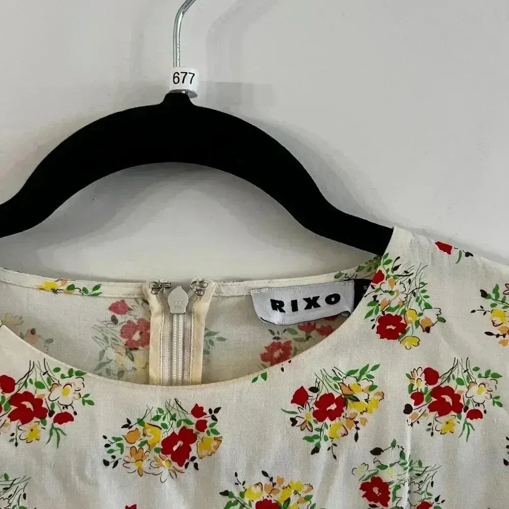 RIXO Maxi Floral Long Sleeve Dress Size Small Red - Image 5