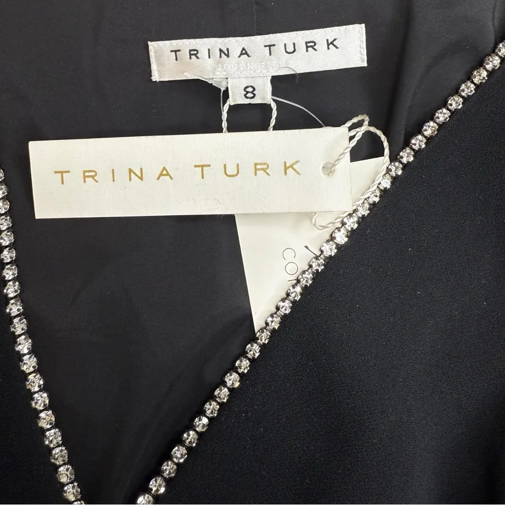 Trina Turk NWT Black Around Midnight Cocktail Dress Size 8 F0262 - Image 6