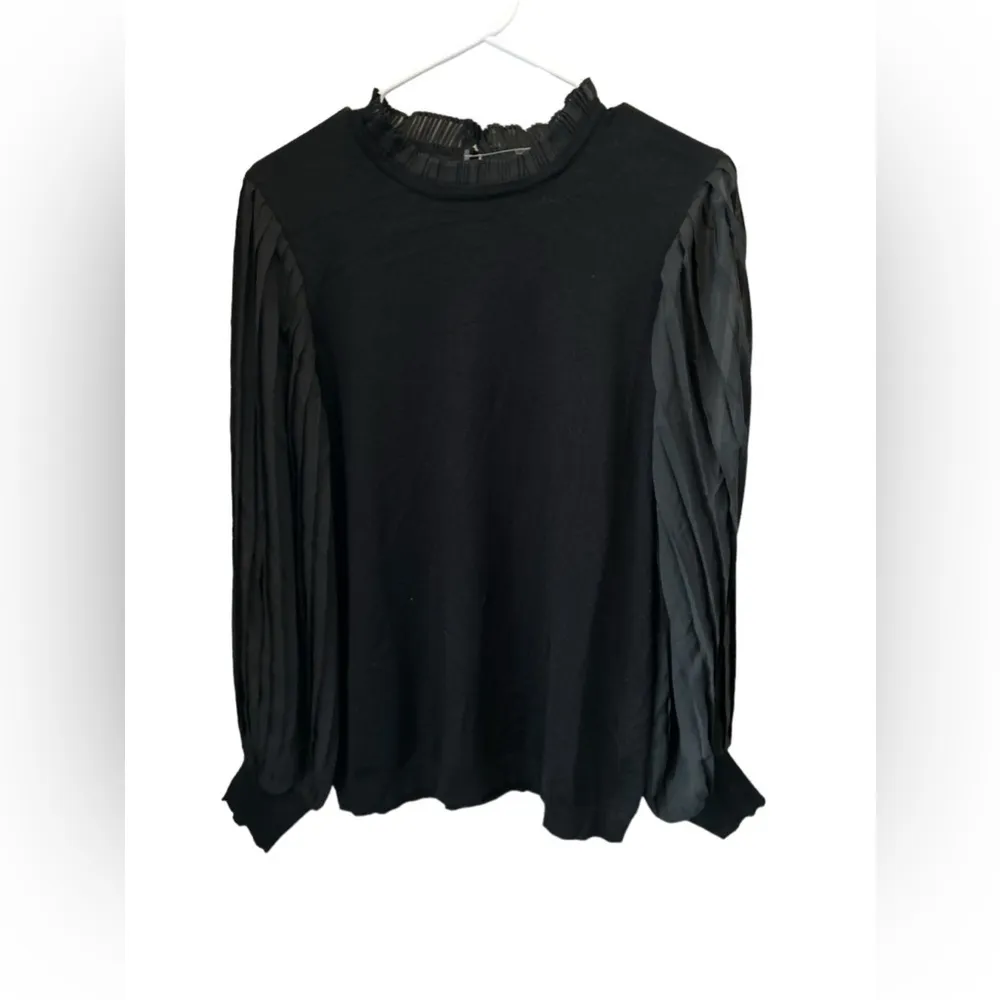 Adrianna Papell medium nwot Layered Bubble Blouse Accordian Pleat Sleeves Career - Image 5