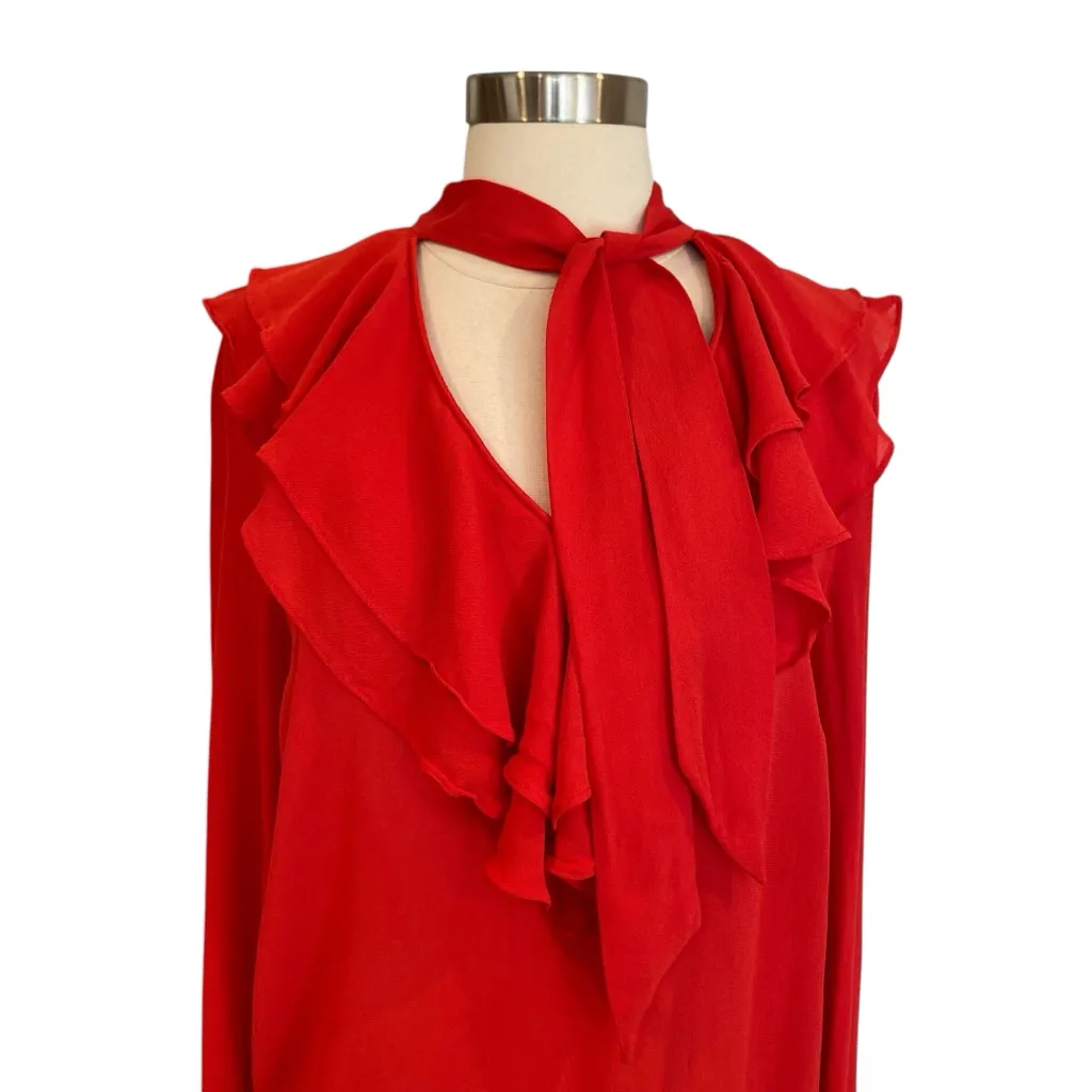 Aritzia Little Moon Gazania Ruffle Blouse In Red Size Small - Image 4