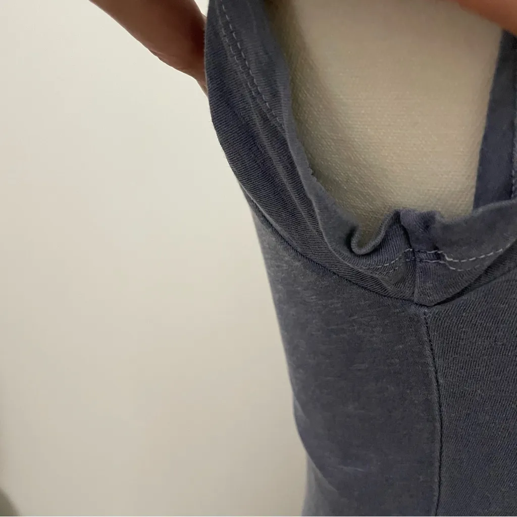 Sundry Dress Shirt Dress Bodycon Ruched Sides V-Neck Lounge Beach Heathered Blue - Image 7