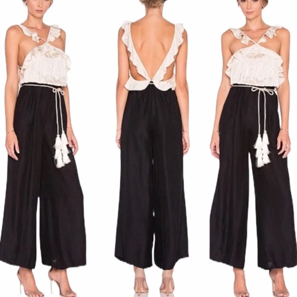 Rachel Zoe Livi Silk Jumpsuit Black/Ivory - Image 2