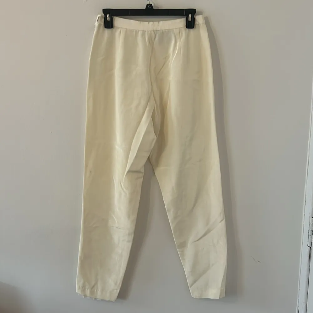 Josephine Sasso White Cream Silk Lined Pull On Pants Size Medium - Image 2