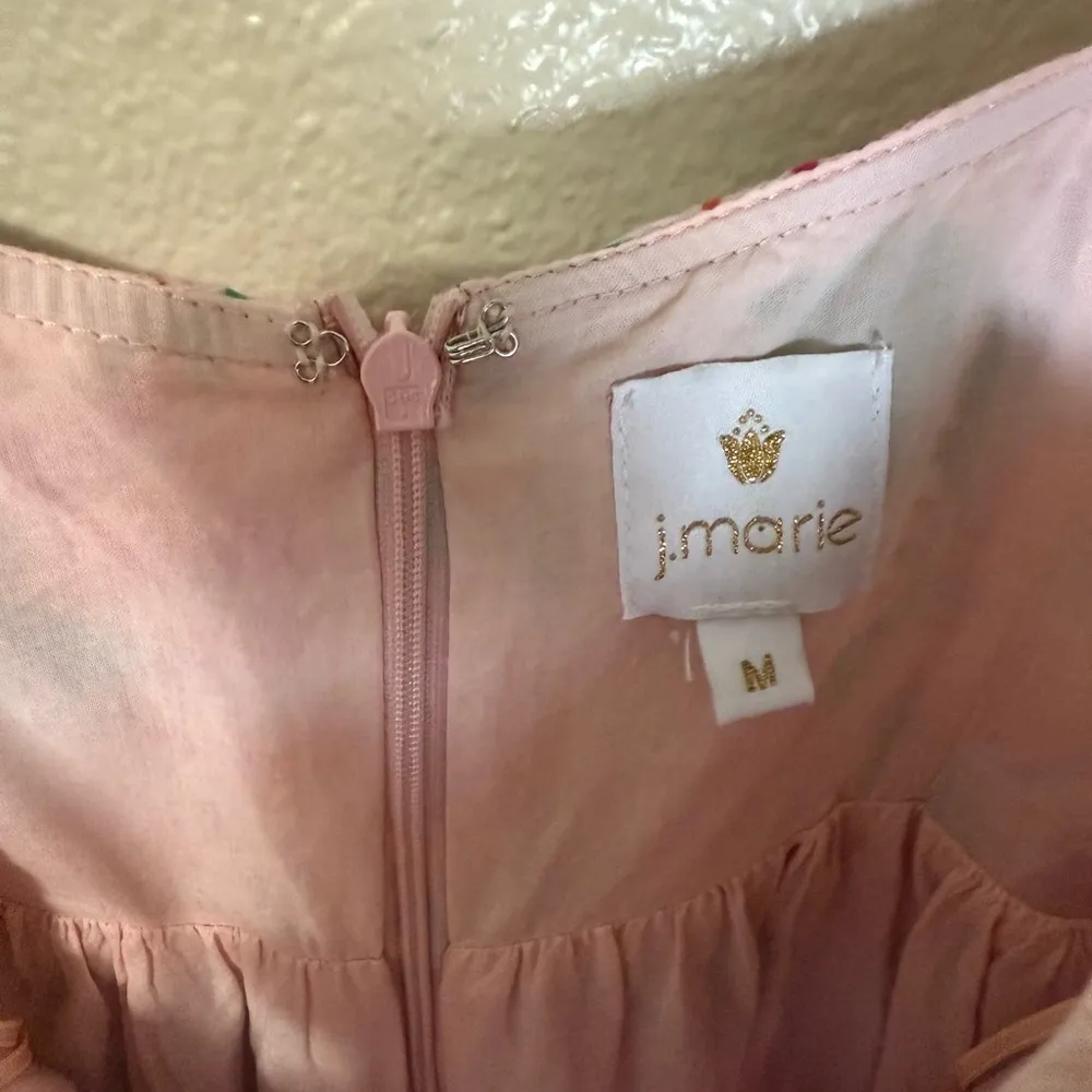 J. Marie Claire Floral Dress Print Bow Square Neck Sleeveless Midi Tiered size M Green Size M - Image 5