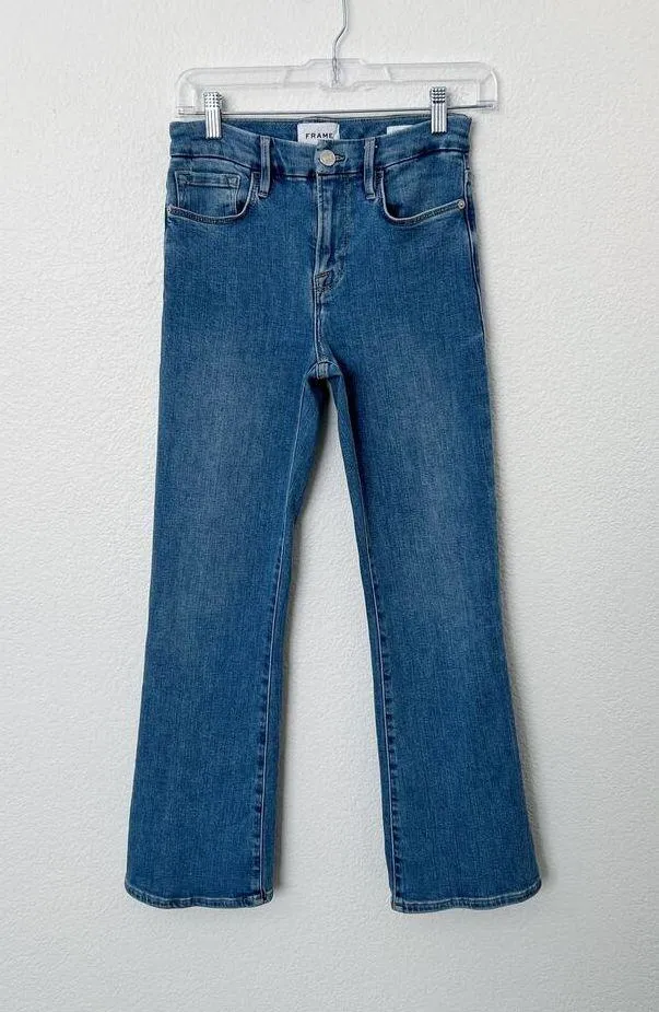 [Frame Denim] Jonah Medium Wash Mid Rise Le Crop Mini Boot Jeans Stretch Sz 26 - Image 3
