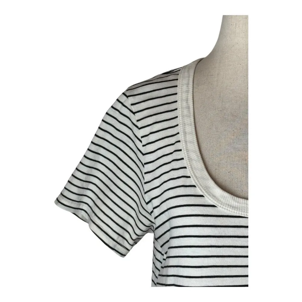 Left of Center Dress Women Medium Ivory Black Resort Lounge Striped Asymmetrical - Image 6