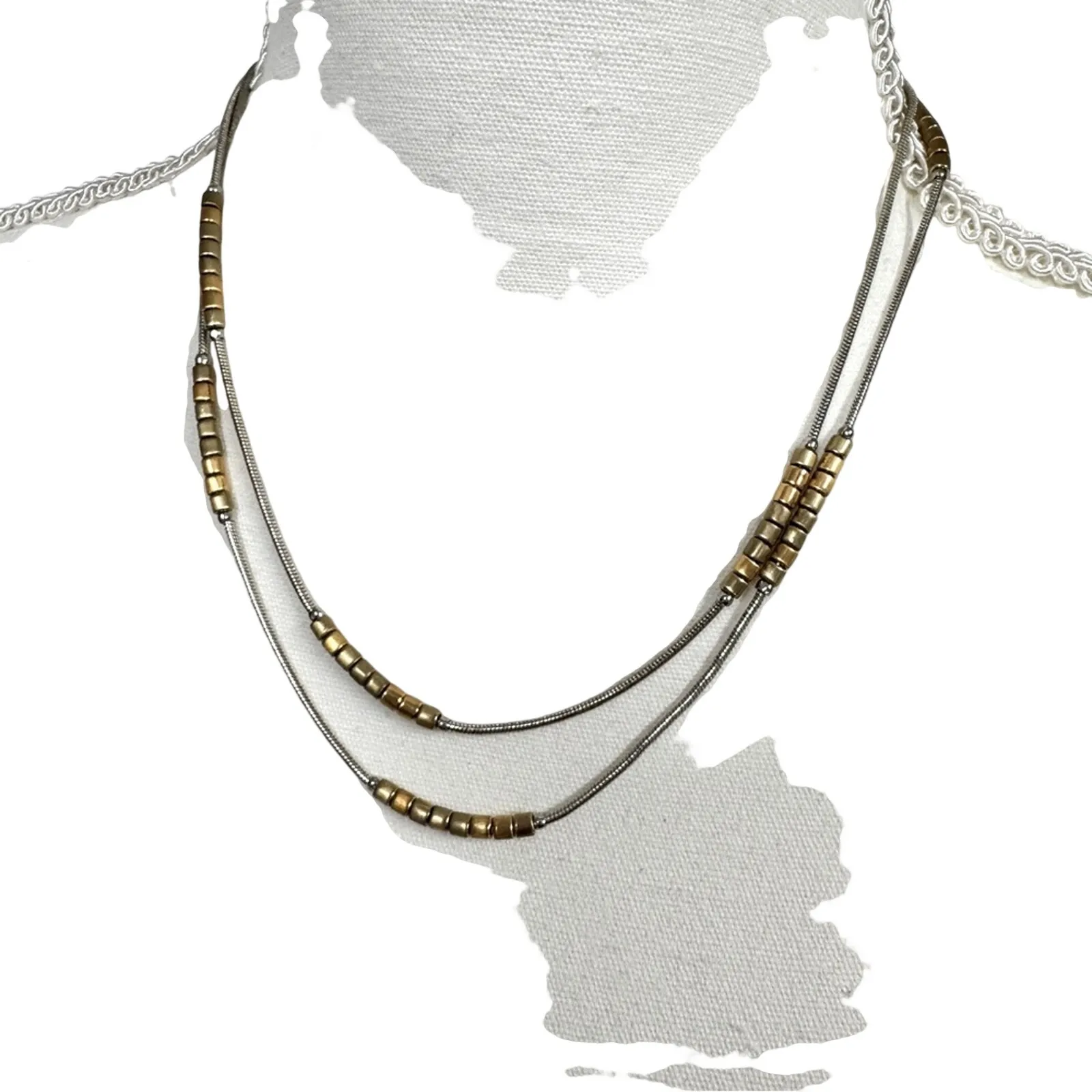 LC Lauren Conrad Silver Gold Tone Long Chain Necklace Womens Jewelry Classic - Image 2