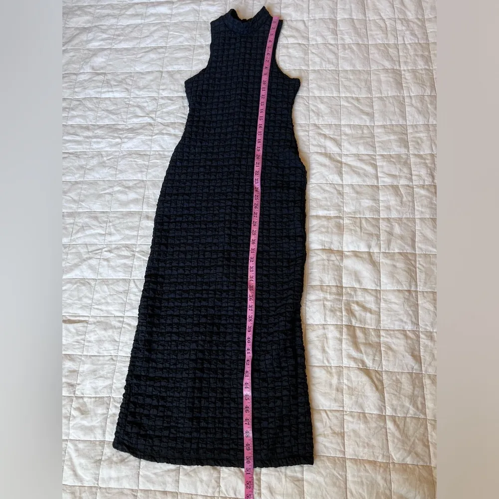 Urban Outfitters Black Gina Bubble Knit Quilted Puff Midi Dress w/ Slit - Small - Image 11