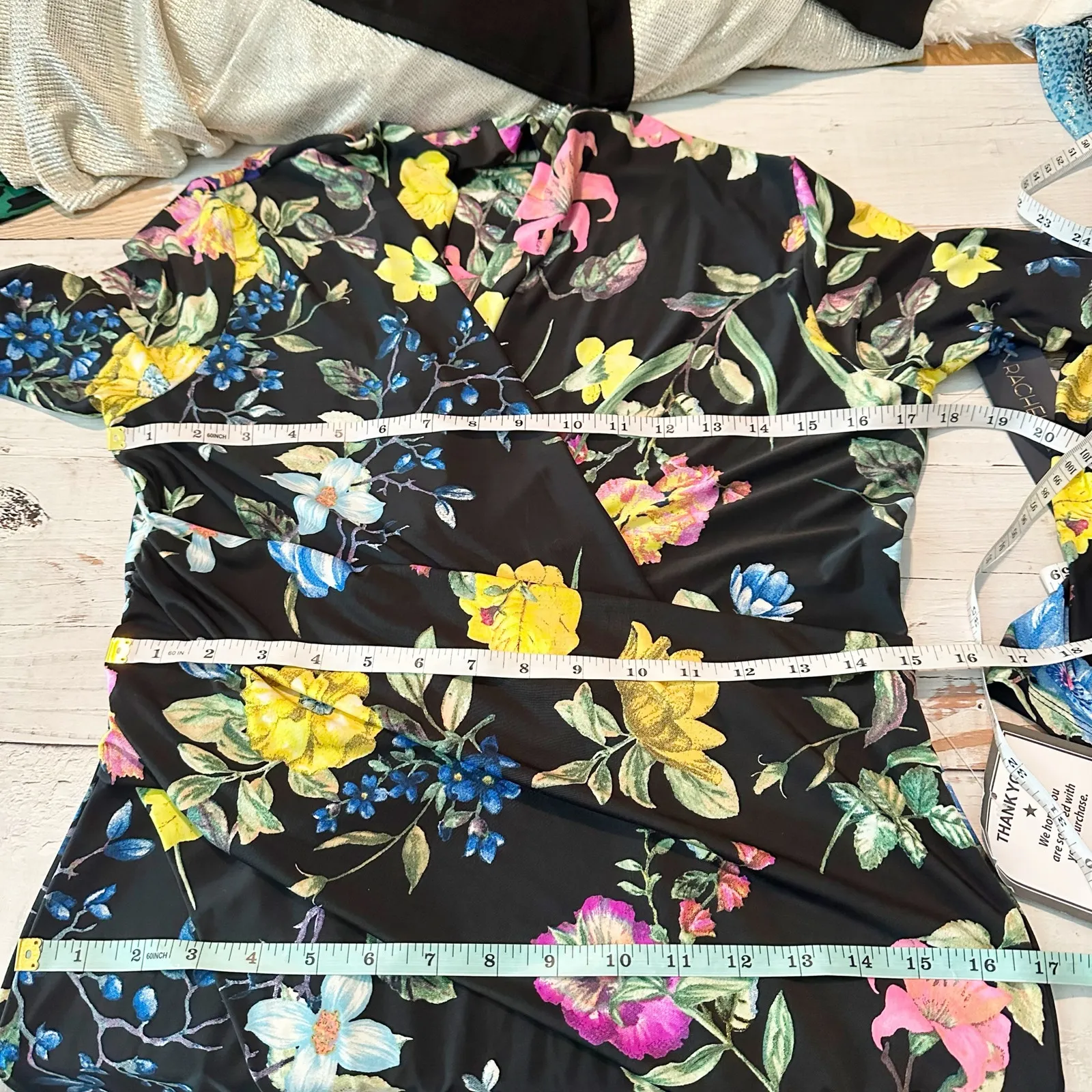 RACHEL Rachel Roy Bret Jersey Dark Floral Dress Size Large Stretch - Image 11