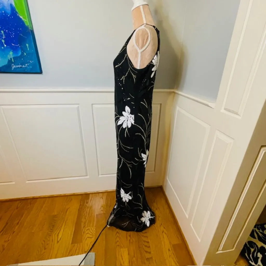 Badgley Mischka Belle Elegant Black Sequin Halter Neck Evening Gown 8 - Image 5