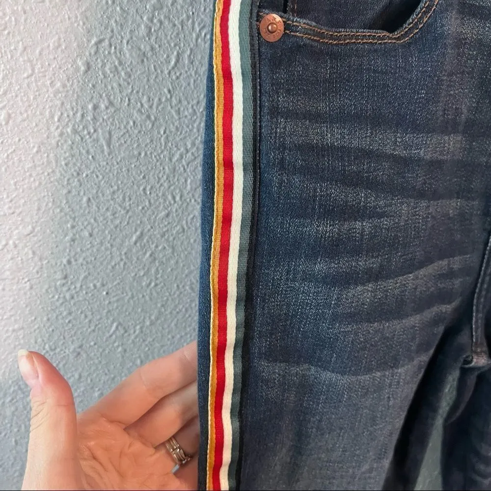 A&F Simone High Rise Jean Raw Hem Colored Stripe - Image 2