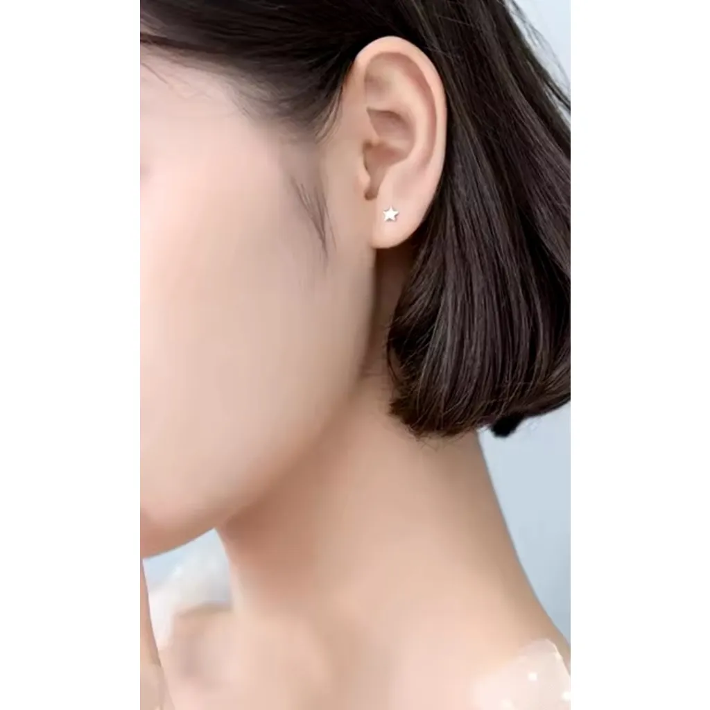 NEW Unisex White Gold Plated S925 Moon and Star Stud Earrings, 0.5cm‎ - Image 8