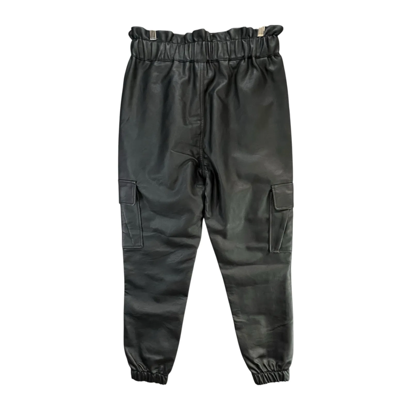 KanCan Rona Cargo Jogger Pants Large Faux Leather Ultra High Rise Sleek Chic NEW Black - Image 6