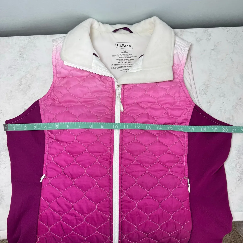 L.L.Bean Pink Ombré Quilted Puffer Vest M - Image 5