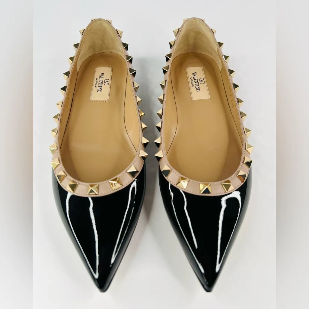 Valentino Garavani Rockstud Patent Leather Ballet Ballerina Studded Flat EU 36.5 - Image 4