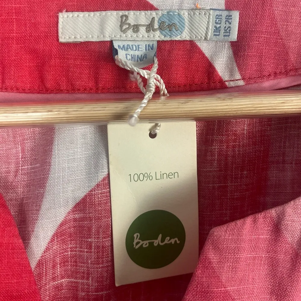 NWT Boden Linen Tunic pink/red/white mod 60s style size 2 regular White - Image 4