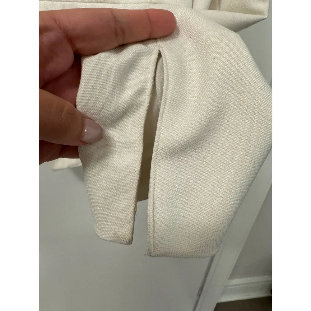 H&M Ivory Cream Open Shoulder Padded Blazer Jacket Size 12 - Image 5