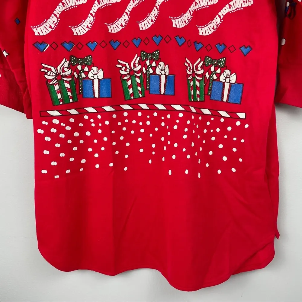 Vintage Christmas Sweater Tunic Dress Snowmen Red Size undefined - Image 10