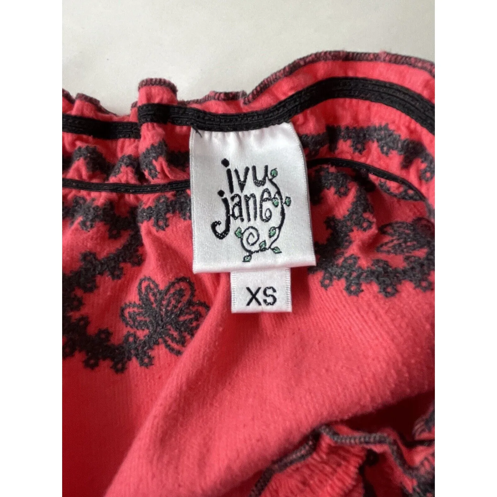 IVY JANE Orange Boho Tunic Embroidered Off Shoulder Mini Dress Women's Size XS - Image 7