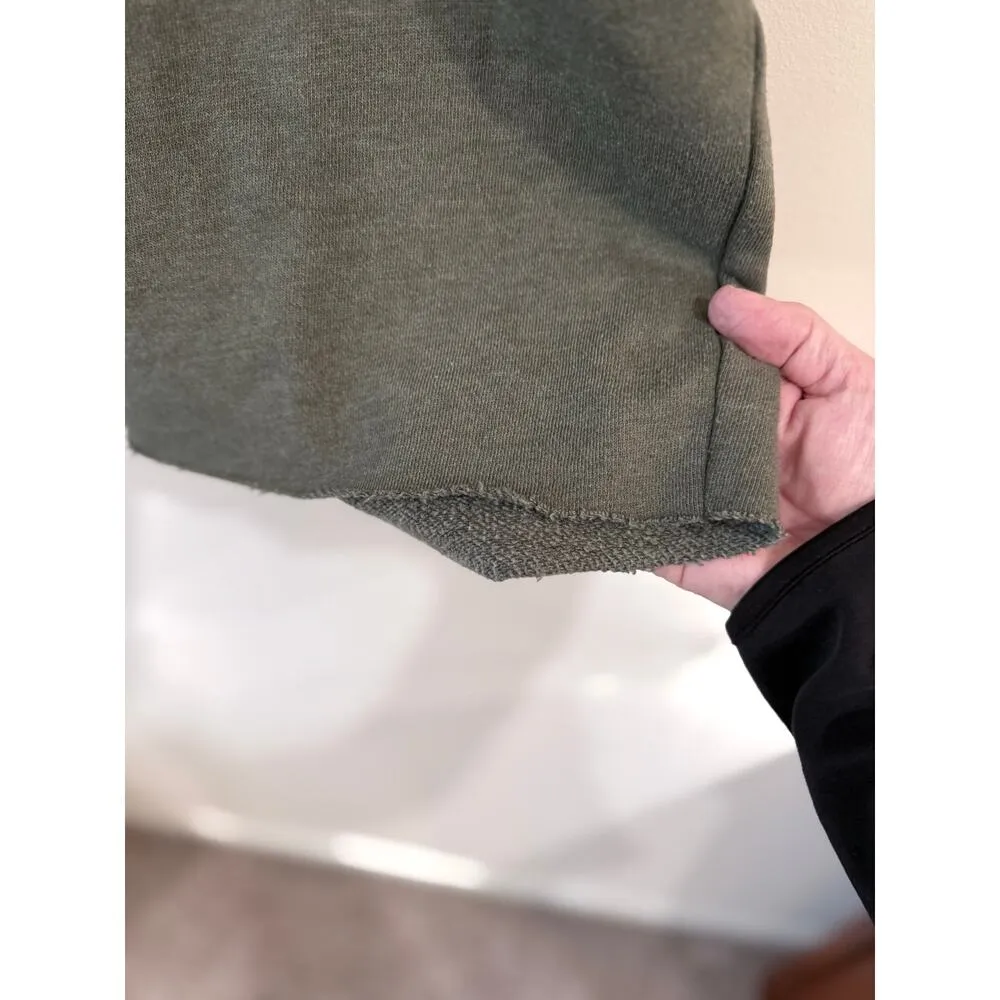 Aerie Long Sleeve Raw Hem Turtleneck Sweatshirt Green Women's Size Small Petite - Image 6