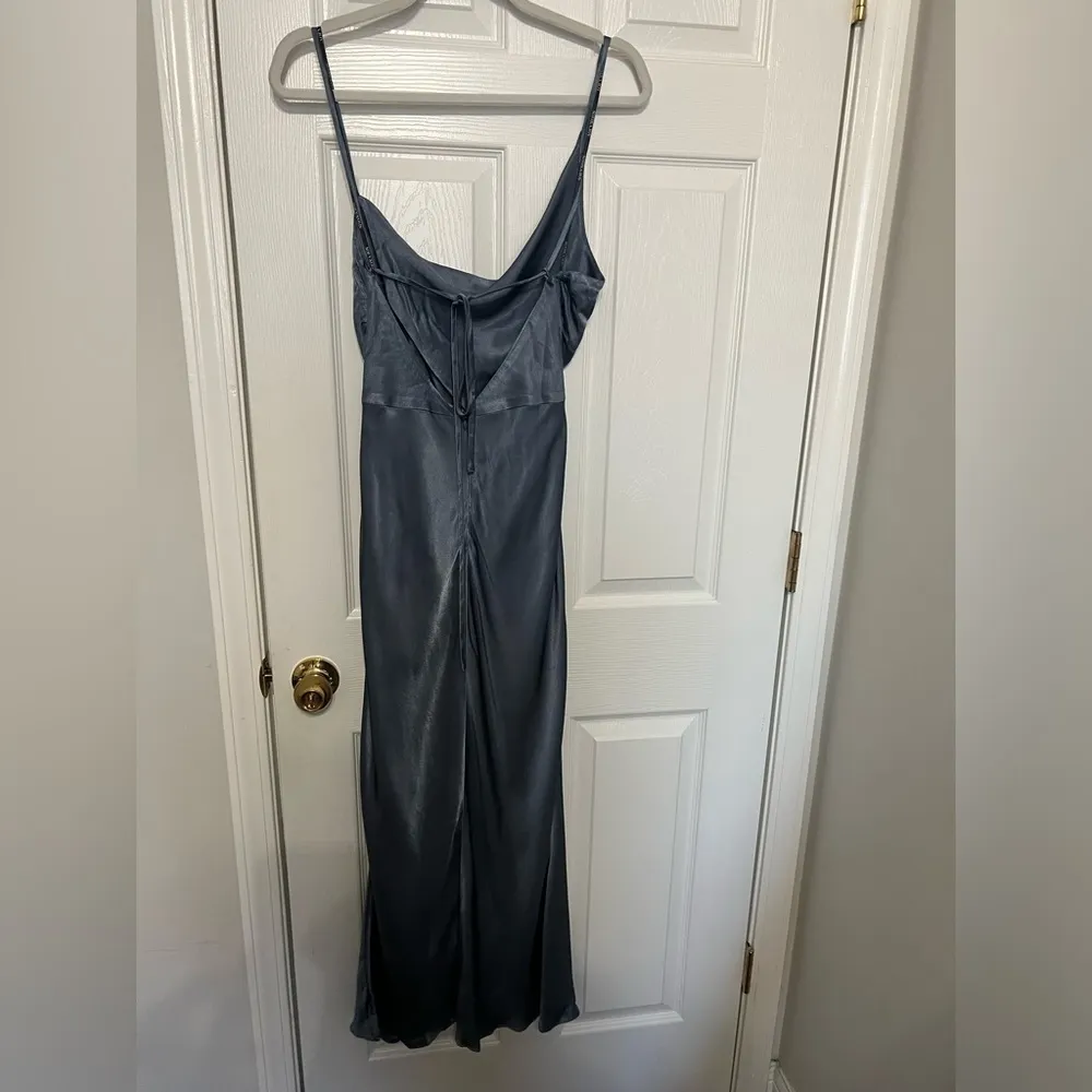 Shona Joy La Lune Asymmetrical Bias Cowl Midi Dress in Blue Smoke - Image 10