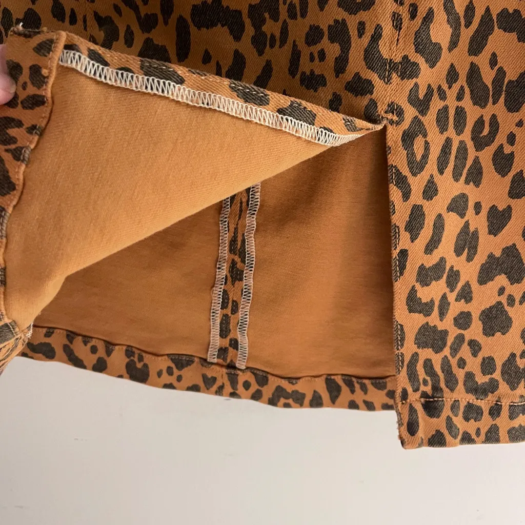 MOTHER Denim The Side Splitter Mini Skirt Leopard Hit The Spot Size 28 Indie - Image 10