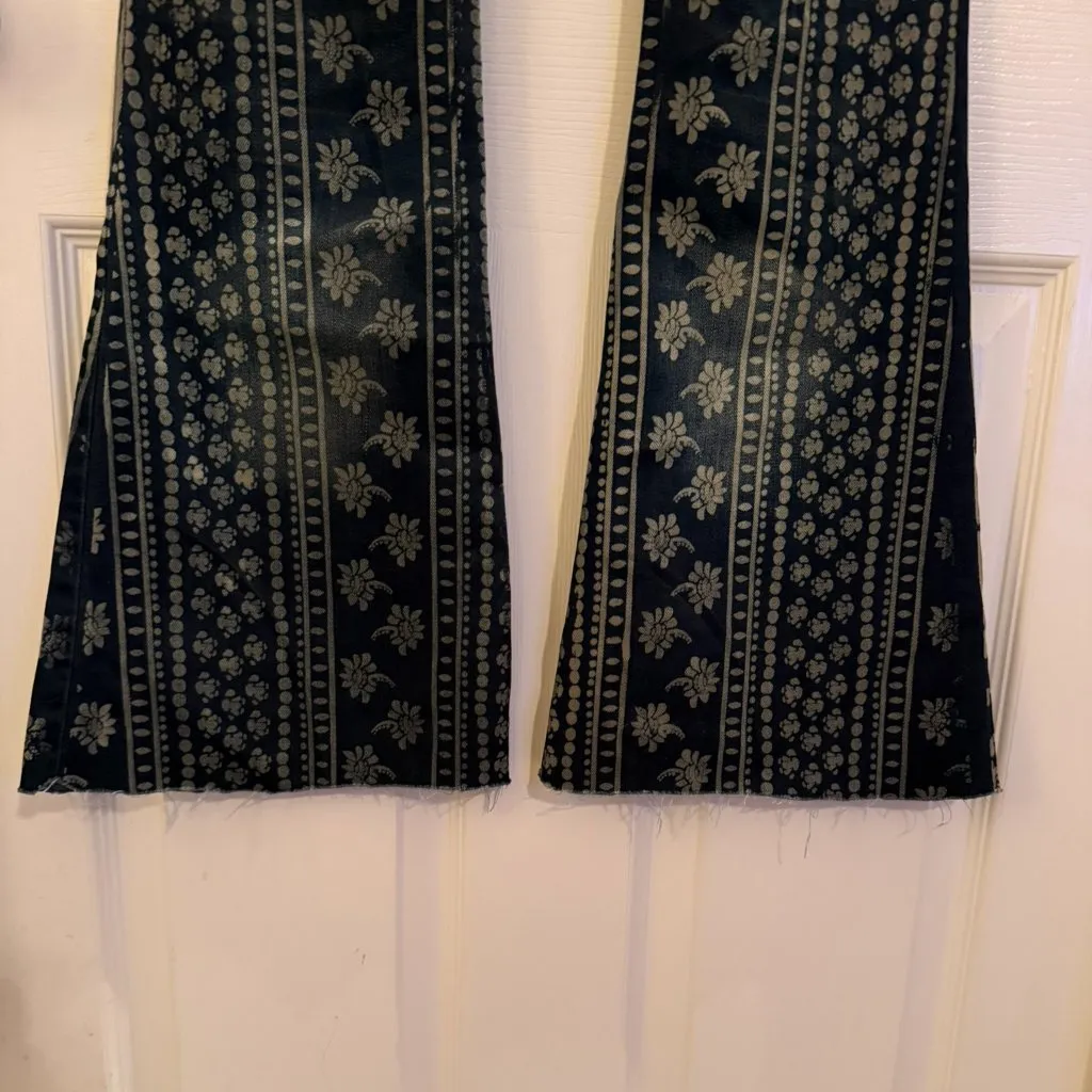 Free People Mantra Bali Flare Stretch Jean Denim Print 24 RARE - Image 7