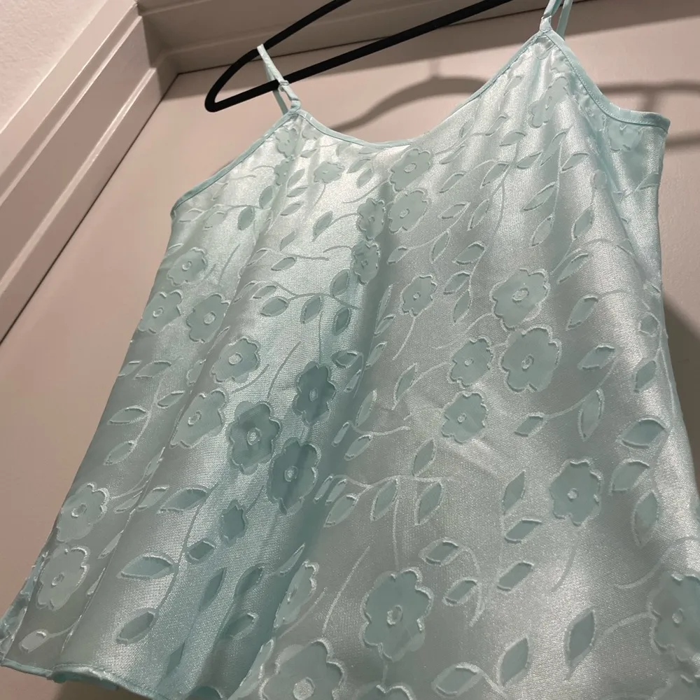 VTG 90s Cinema Etoile Aqua Blue Floral Camisole Cami Tank Top - Image 12