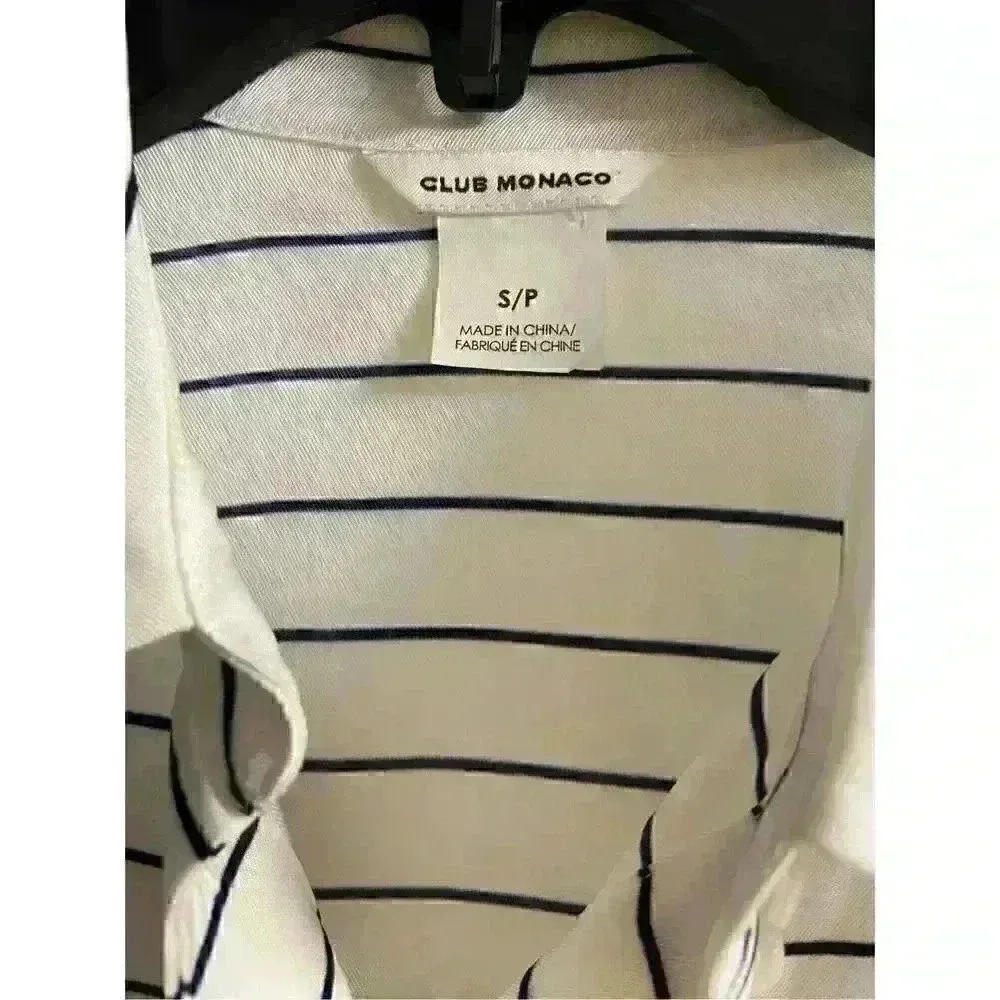 Club Monaco White Striped Double Breasted Button Down S M - Image 5