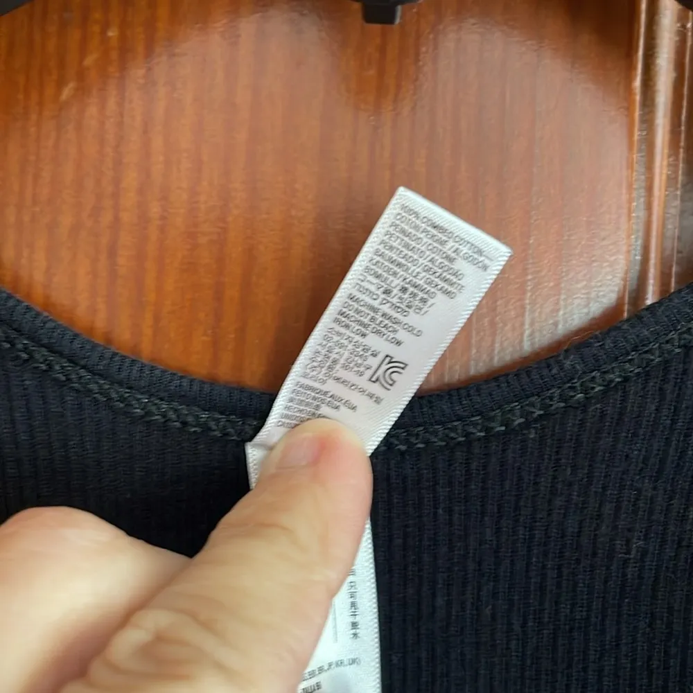 American apparel Black ribbed stretchy  Tank Top with Heart Baseball Design - Image 4