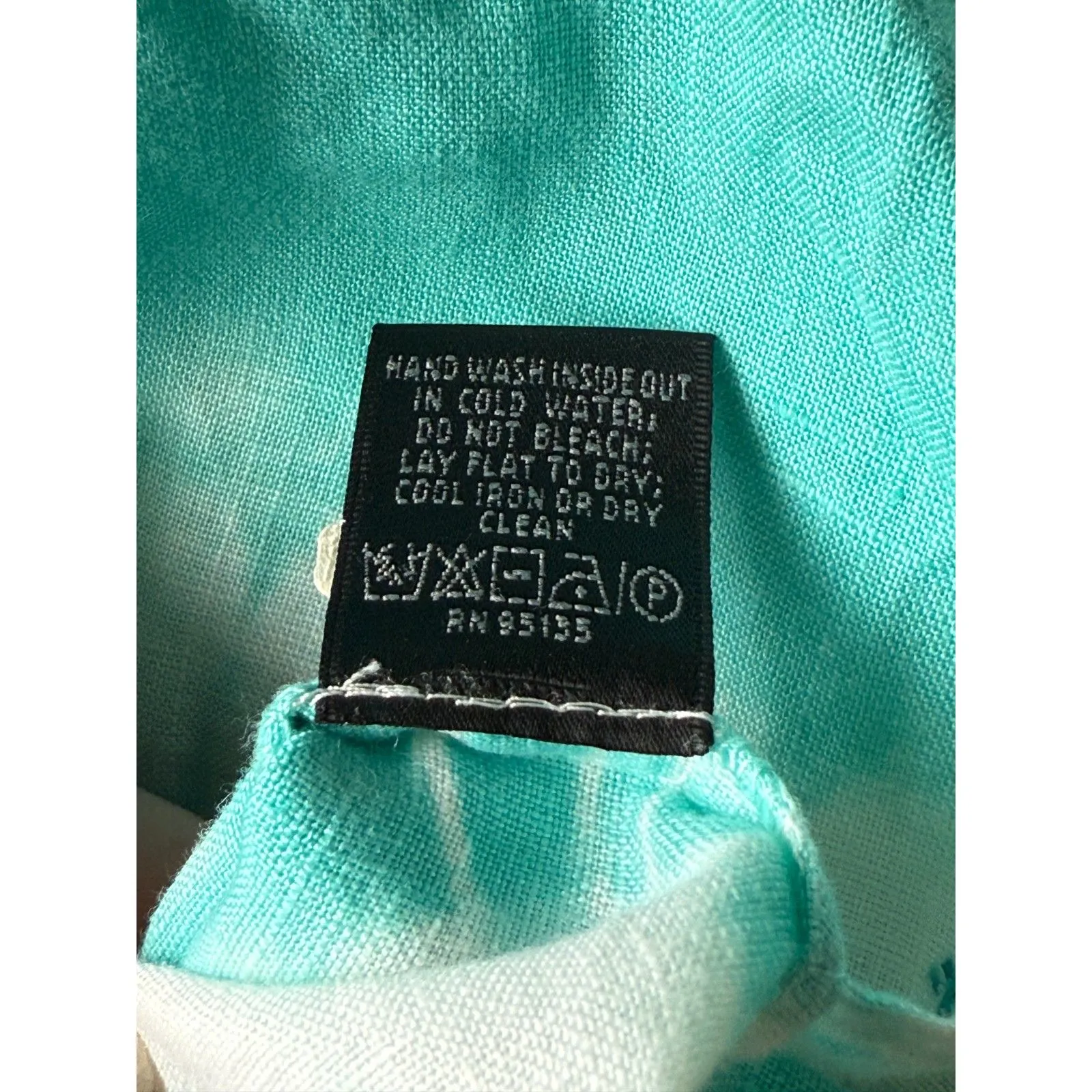 NWOT Lafayette 148 100% Linen Beachy Coastal Embroidered Tie Dyed Cover Up 12 Blue - Image 5