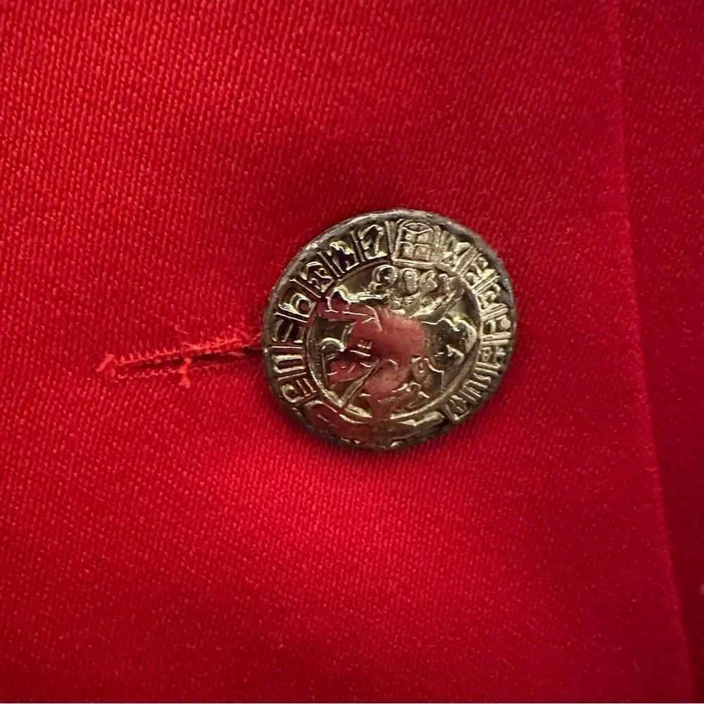 Albert Nipon Red 100% Wool Pea Coat Size 6 Red - Image 3