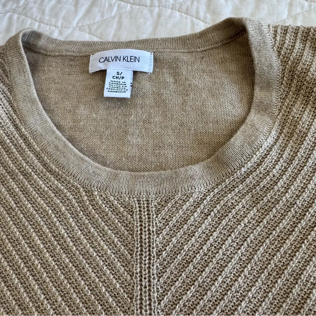 Calvin Klein Neutral Beige Sweater Knit Top  Layered M Quiet Luxury Minimalist - Image 11