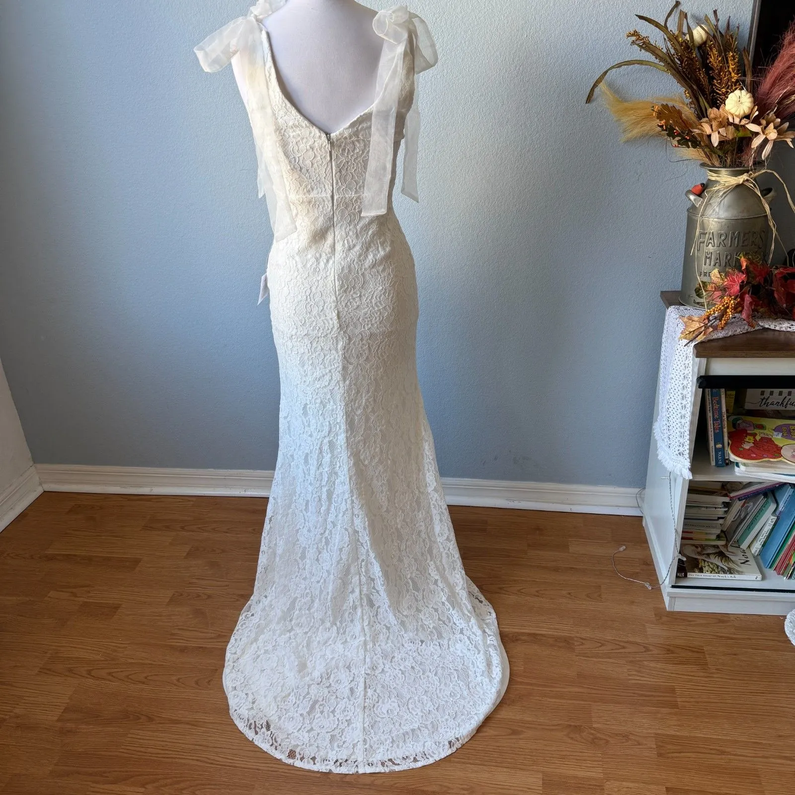 Lulus Eternally Yours White Lace Tie-Strap Mermaid Maxi Dress - Image 10