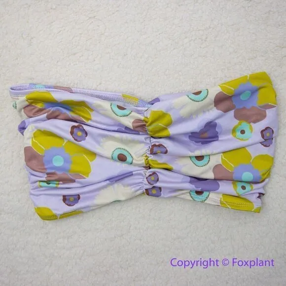 NEW Free People x Beth Richards‎ delray 70’s floral bikini top, purple, size XS Purple - Image 4