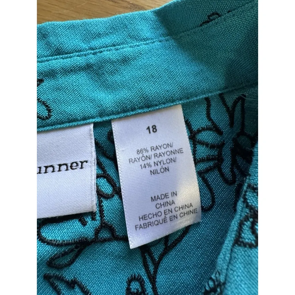 Alfred Dunner Button Down Women Shirt Size‎ 18 Floral Embroidered Rayon Blend - Image 9