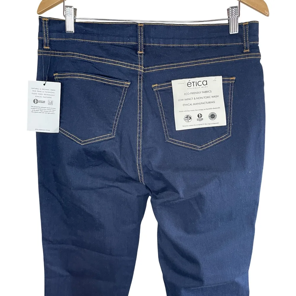NWT‎ ETICA Dark Blue Wash High Rise Skinny Jeans, 32/33 - Image 4