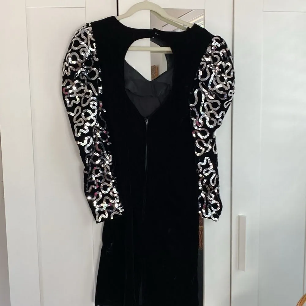 Dave & Johnny 90s sequin puff sleeve velvet dress Whimsigoth - Image 5