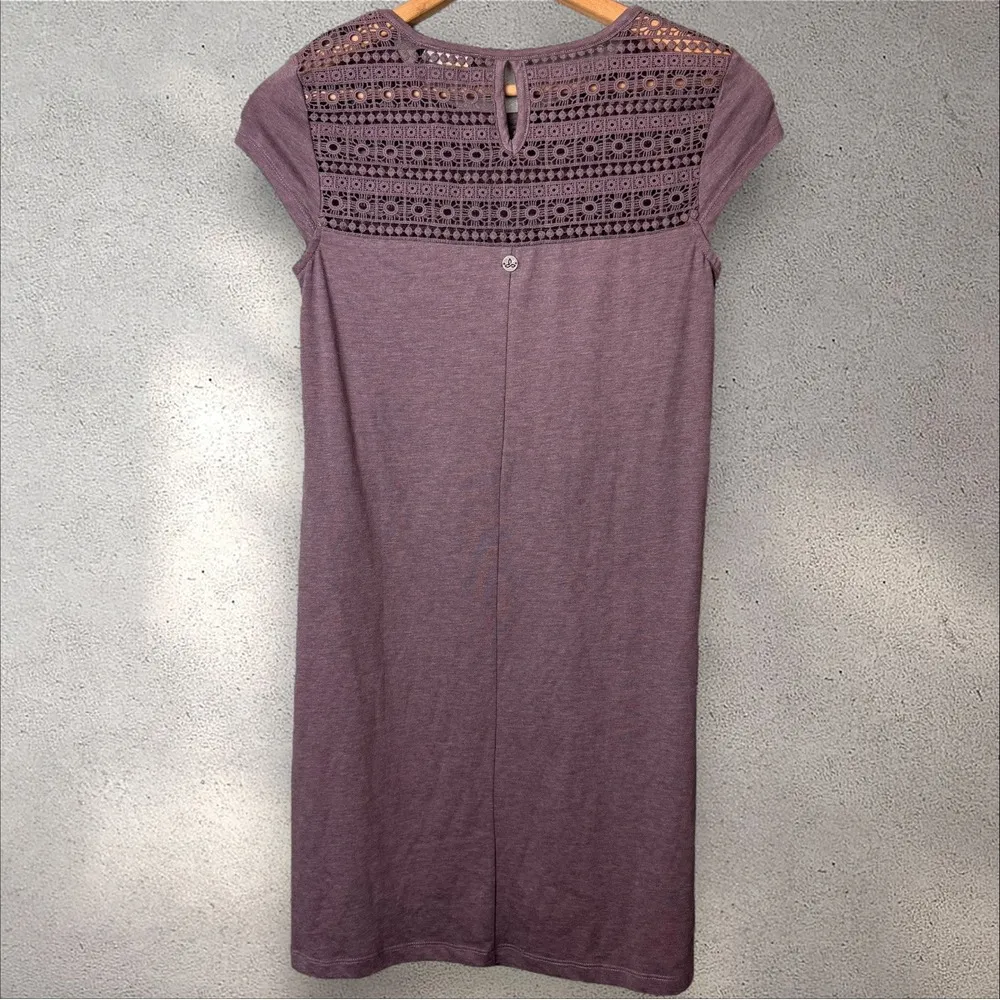 prAna Day Dream Dress Volcanic Plum Organic‎ Cotton Lace Shift Cap Sleeve Sz S - Image 4