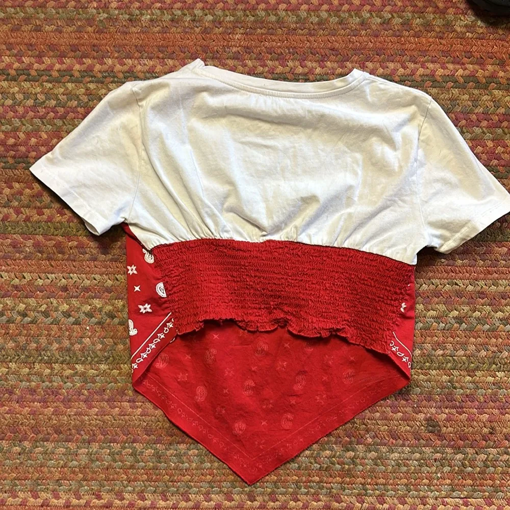 ZARA TRAFALUC RED BANDANA WESTERN COUNTRY TEE - Image 6