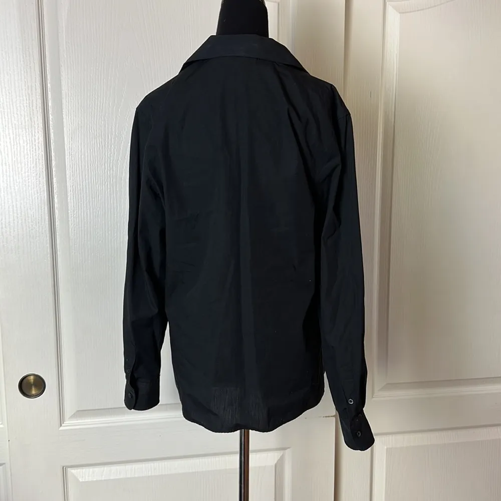 RALPH LAUREN BLACK WRAP POLO LONG SLEEVE BLOUSE - Image 4