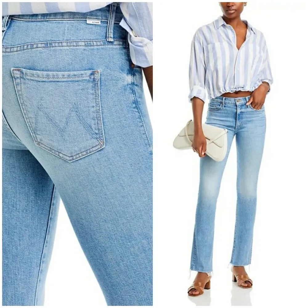 💕MOTHER💕 The Insider Sneak Fray Jeans ~ Love On The Beat 31 NWOT Blue - Image 8