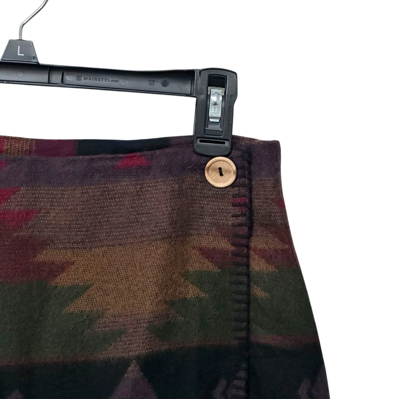 Vintage 90s Bonjour Acrylic Boho Western Wrap Blanket Geometric Mini Skirt Sz 12 - Image 2