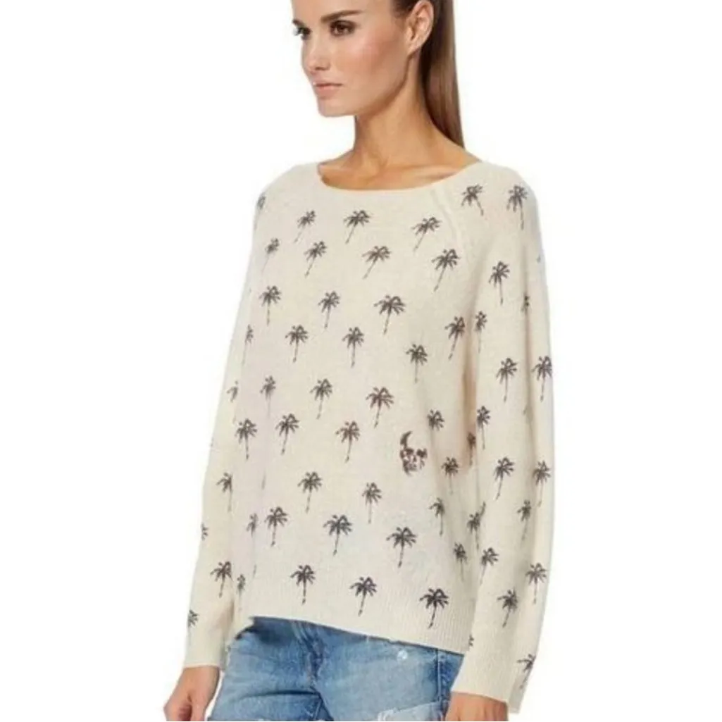 Skull Cashmere Zane Palm 100% Cashmere Sweater size M White Size M - Image 2