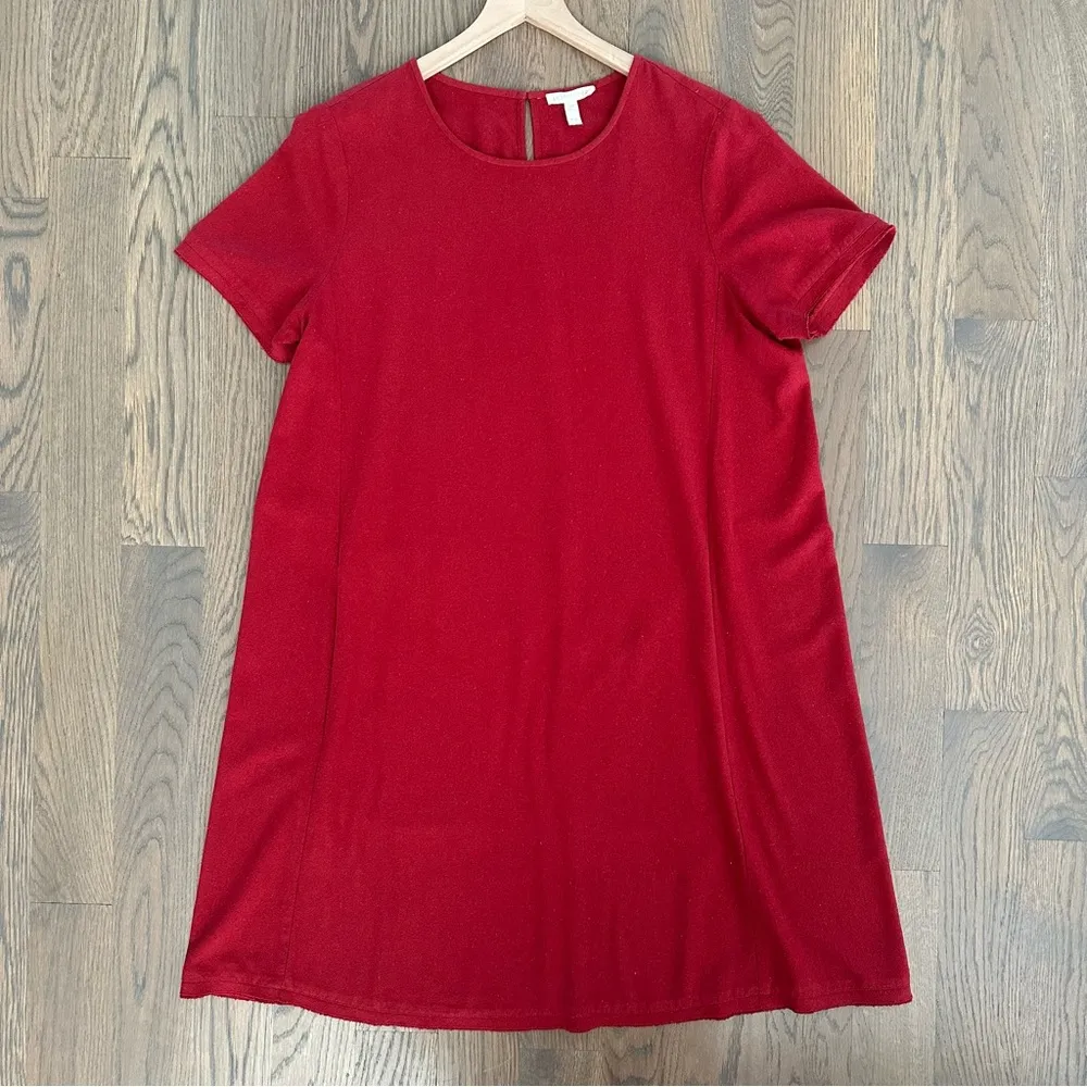 Eileen Fisher Women's 100% Silk Noil A-Line Textured Dress in Serrano Red Medium - Image 4