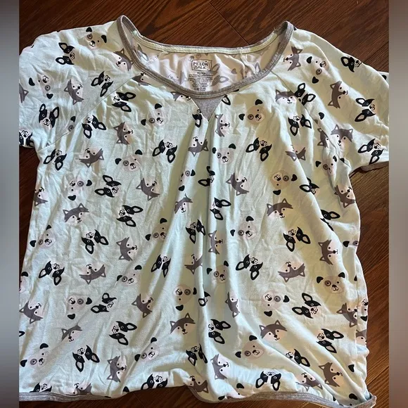 Women’s husky Boston terrier/frenchie pillow talk pajama top Black Size XL - Image 1