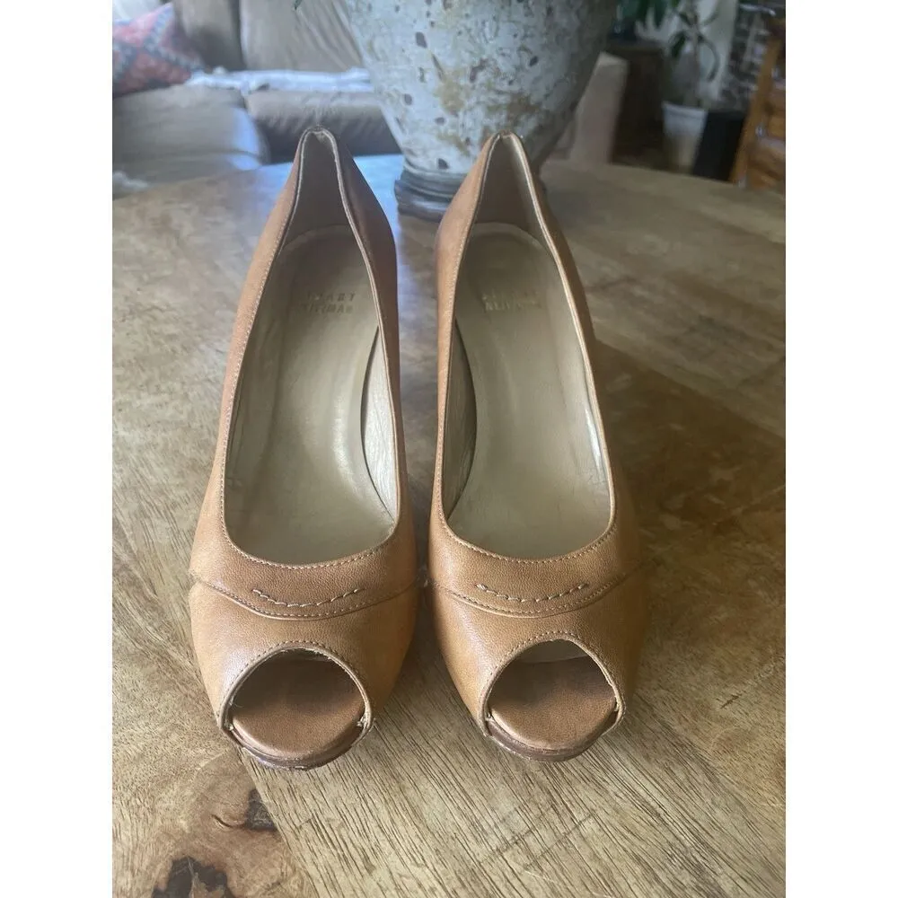 Stuart Weitzman Womens Sz 6M Shoes Brown Leather Pump Fashion Career Event Heel - Image 2